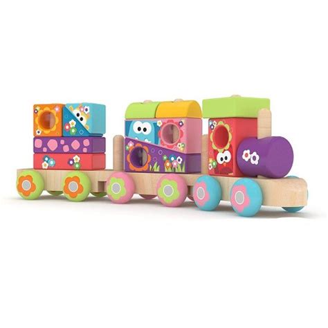 J'adore Wooden Animal Print Stacking Train .